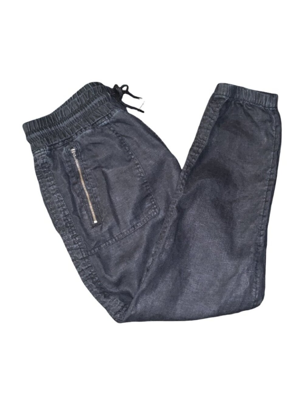 Athleta Women's Cabo Blue Linen Jogger Pants Pockets Zip Ankle Size 6 Athleisure - Picture 3 of 7